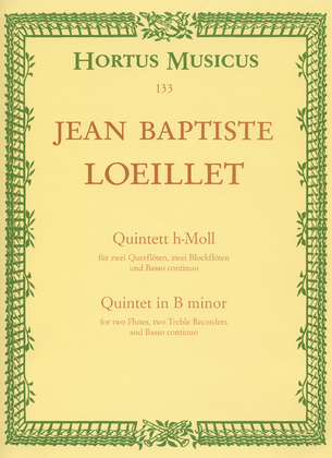 Book cover for Quintett for 2 Flutes, 2 Recorders and Basso continuo b minor