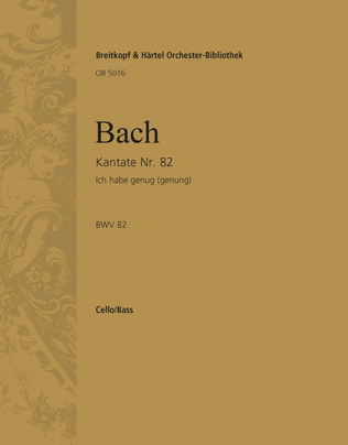 Book cover for Cantata BWV 82 "It is enough"