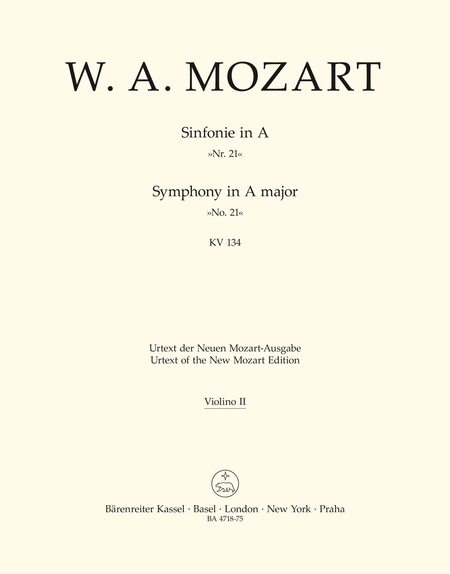 Symphony, No. 21 A major, KV 134