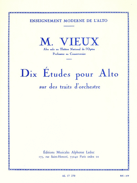 Dix Etudes pour Alto