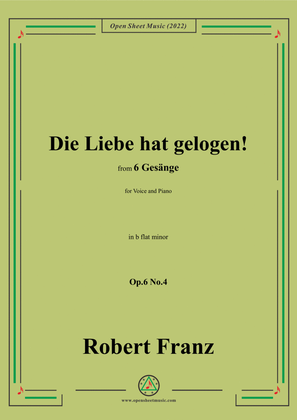 Book cover for Franz-Die Liebe hat gelogen!,in b flat minor,Op.6 No.4