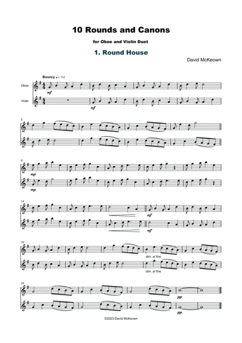 10 Rounds and Canons for Oboe and Violin Duet