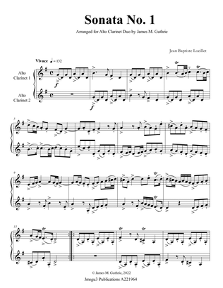 Book cover for Loeillet: Sonata No. 1 for Alto Clarinet Duo