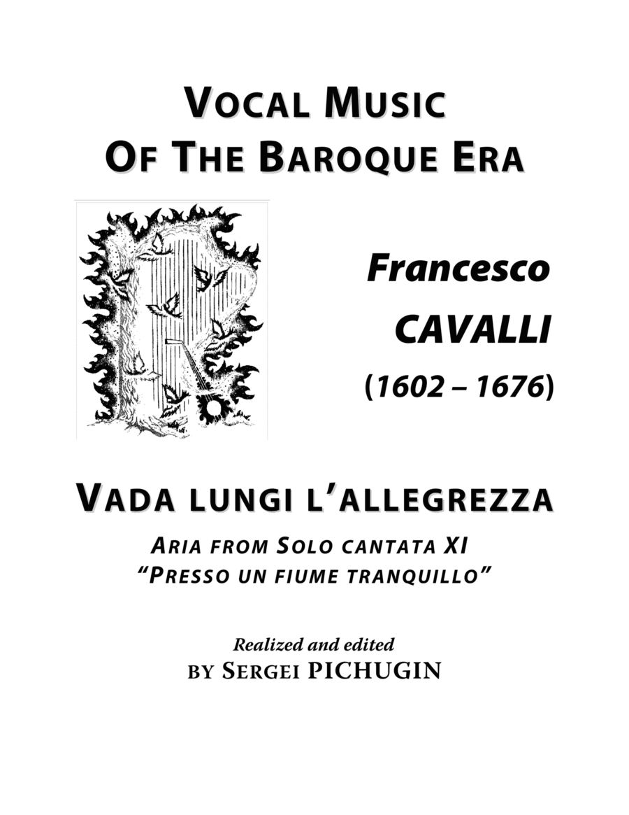 CAVALLI Francesco: Vada lungi l'allegrezza, aria from the cantata, arranged for Voice and Piano (E m image number null