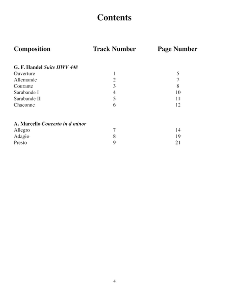 Baroque Transcriptions for Classic Guitar Handel Suite HWV 448, Marcello Concerto in D Minor