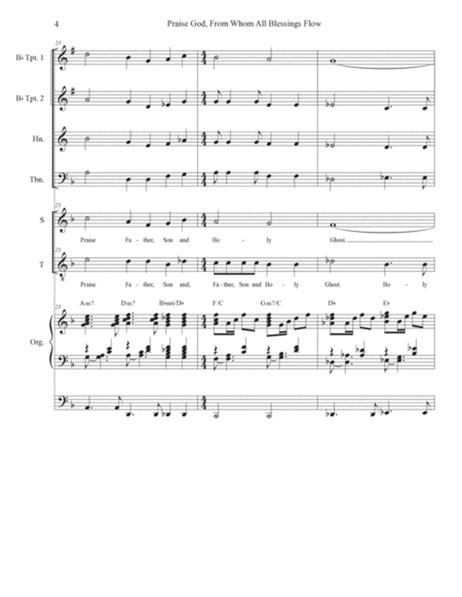 Praise God, From Whom All Blessings Flow (2-part choir - (Sop. & Ten.) (Full Score) - Score Only image number null