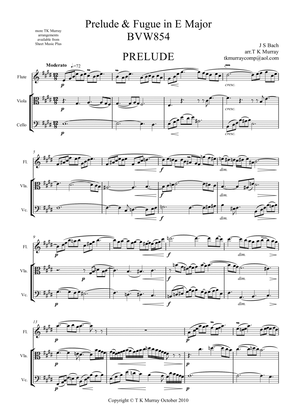 Book cover for Bach - Prelude & Fugue in E Major BWV854- Flute, Viola & Cello