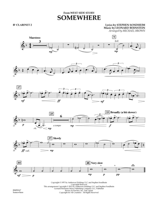 Book cover for Somewhere (from West Side Story) - Bb Clarinet 2