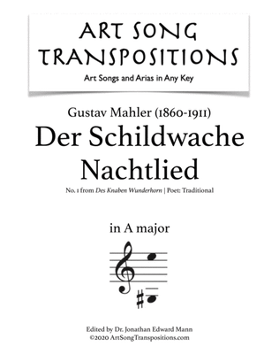 Book cover for MAHLER: Der Schildwache Nachtlied (transposed to A major)