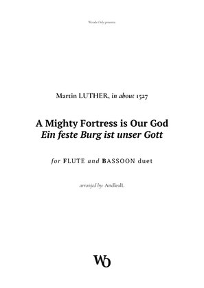 Book cover for A Mighty Fortress is Our God by Luther for Flute and Bassoon Duet