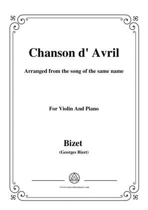 Book cover for Bizet-Chanson d' Avril,for Violin and Piano
