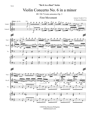Book cover for Violin Concerto No. 6 in a minor RV 356 Op. 3 (First Movement Allegro)