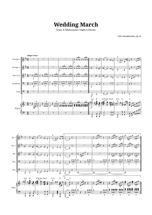 Wedding March by Mendelssohn for Brass Quintet and Piano with Chords