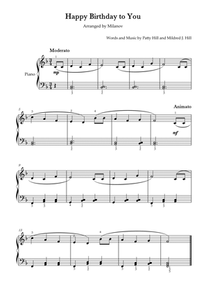 Book cover for Happy Birthday to You Piano in F Easy Intermediate Fingering
