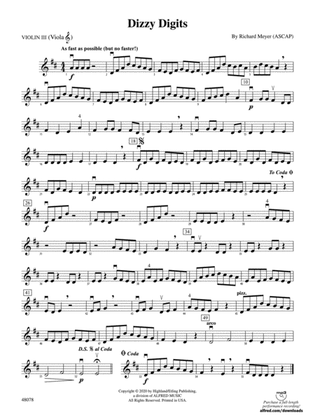 Dizzy Digits: 3rd Violin (Viola [TC])