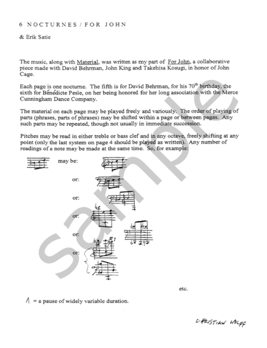 6 NOCTURNES/FOR JOHN and Eric Satie