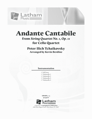 Andante Cantabile (from String Quartet No. 1) for Cello Quartet