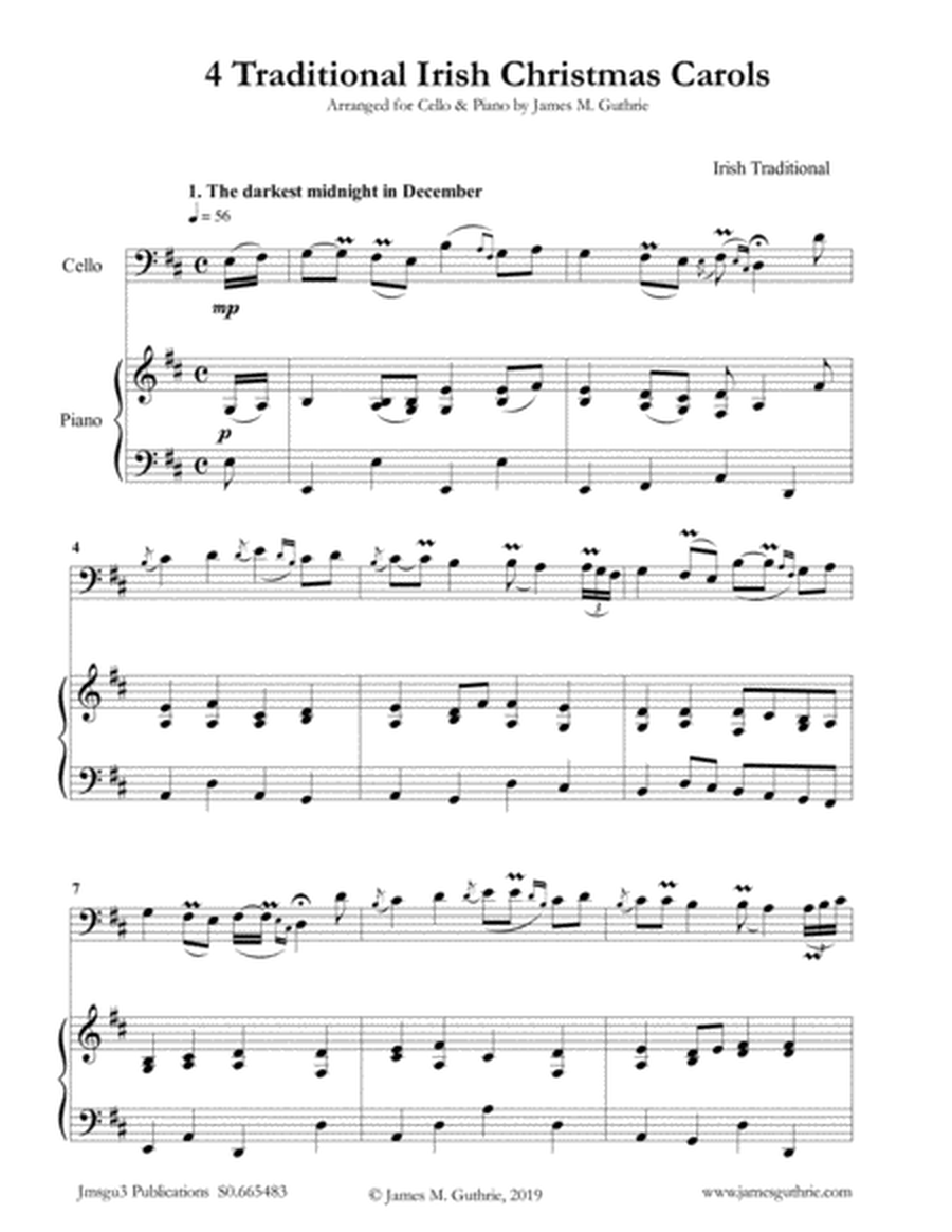 4 Traditional Irish Christmas Carols for Cello & Piano image number null