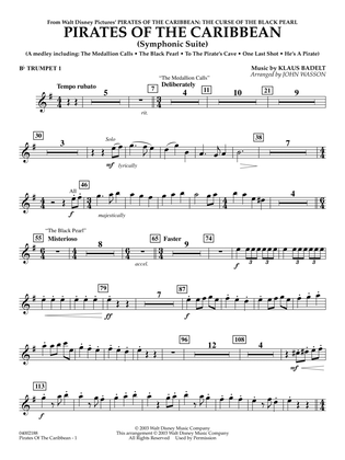 Book cover for Pirates Of The Caribbean (Symphonic Suite) (arr. John Wasson) - Bb Trumpet 1