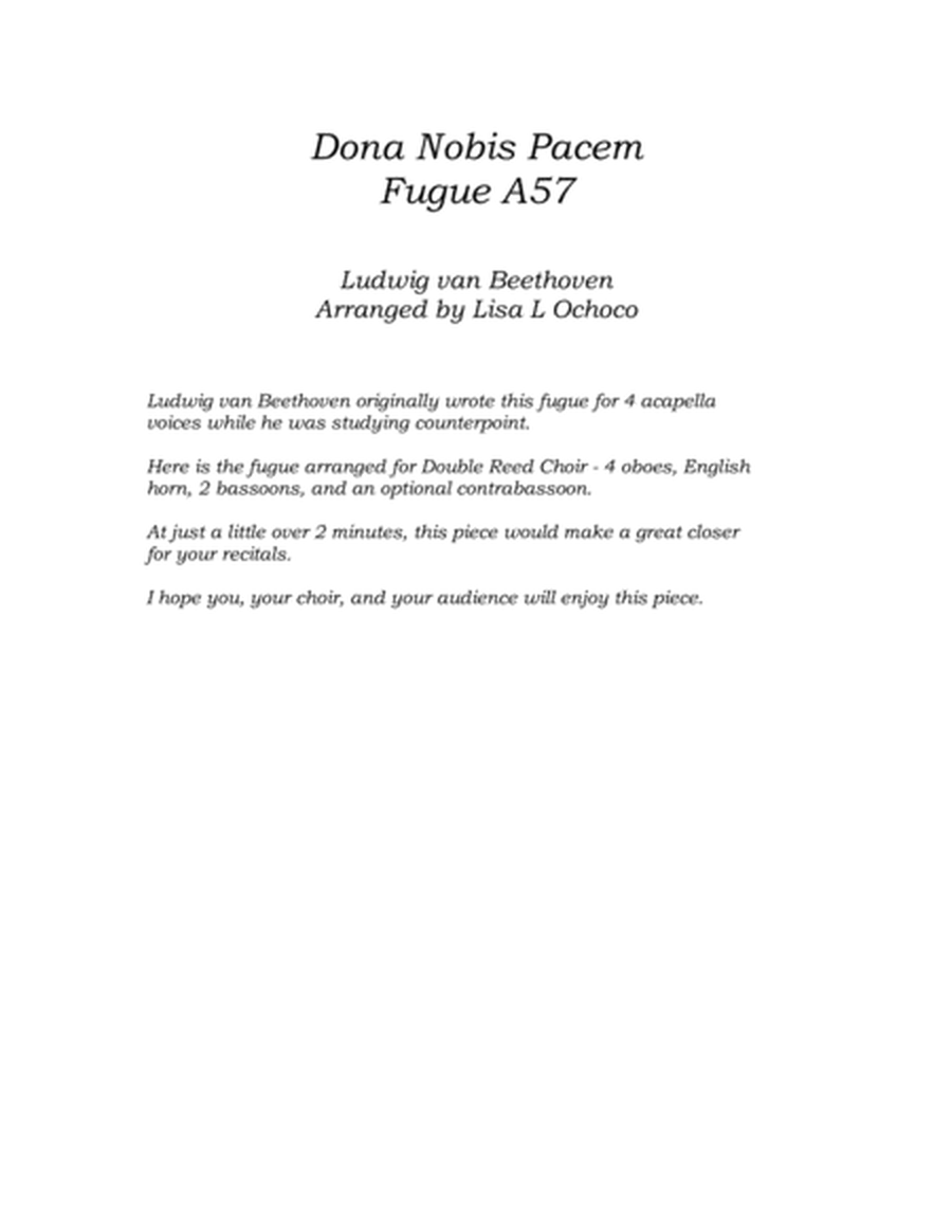 Dona Nobis Pacem A57 for Double Reed Choir image number null