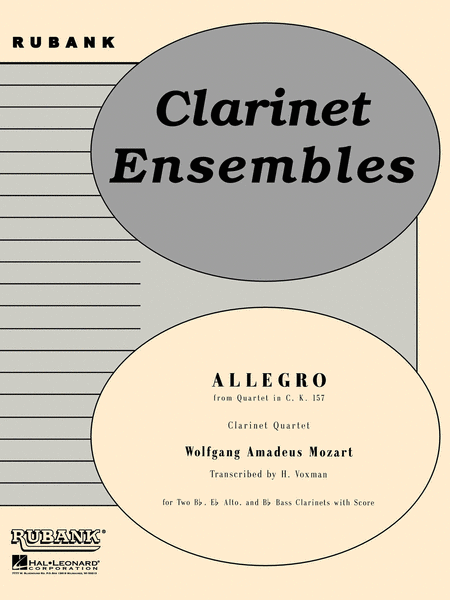 Allegro From Quartet In C, K 157 - Clarinet Quartets With Score