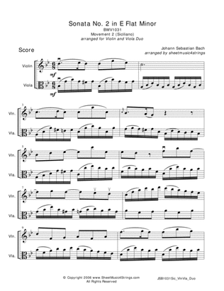 Book cover for Bach, J.S. - Siciliano for Violin and Viola