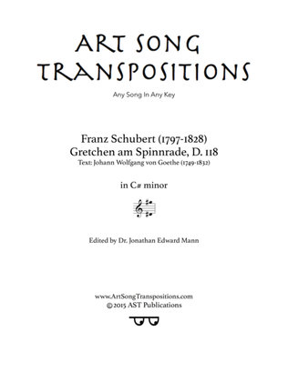 Book cover for SCHUBERT: Gretchen am Spinnrade, D. 118 (transposed to C-sharp minor)