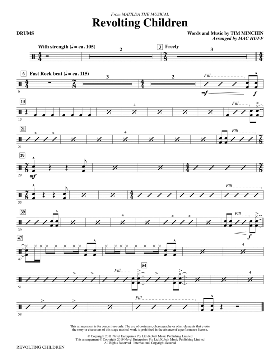 Revolting Children (from Matilda: The Musical) (arr. Mac Huff) - Drums