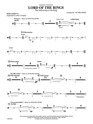 Book cover for The Lord of the Rings: The Fellowship of the Ring, Symphonic Suite from: 2nd Percussion