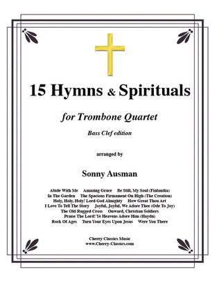 Book cover for 15 Hymns & Spirituals-Bass clef edition