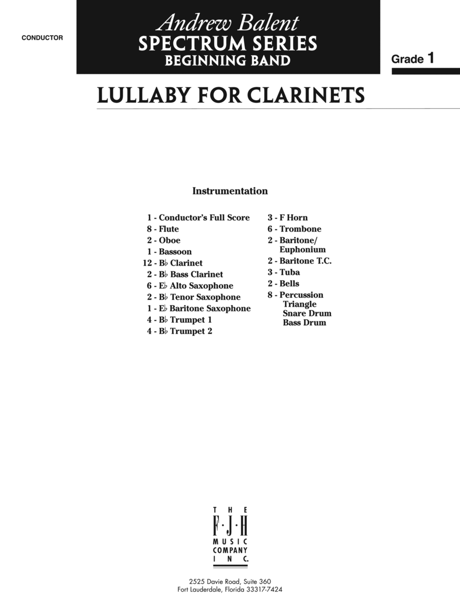 Lullaby for Clarinets: Score