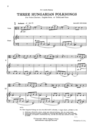 Book cover for Three Hungarian Folksongs (Downloadable)