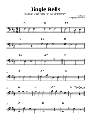Book cover for Jingle Bells - D Major (with note names)