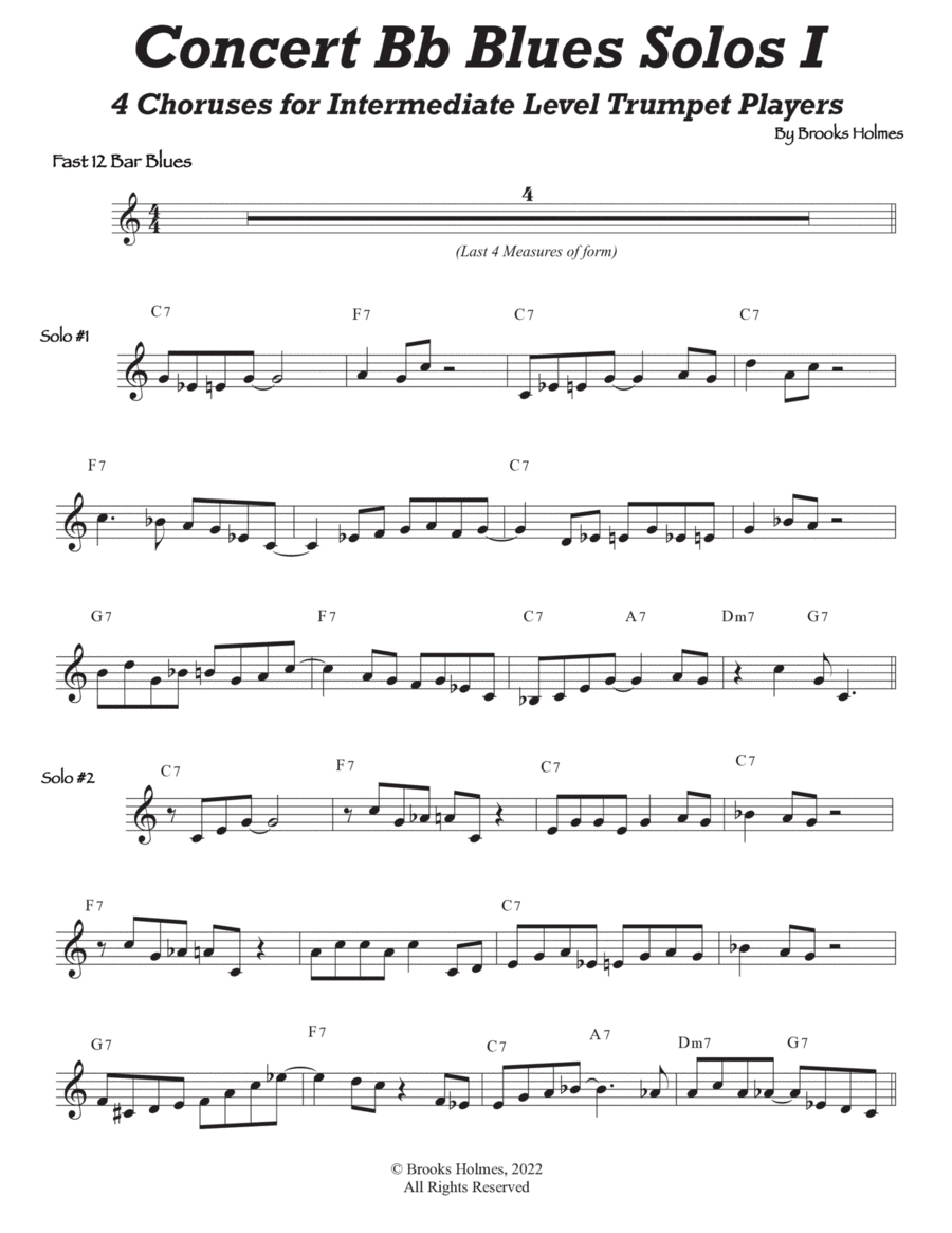 Concert Bb Blues Solos for Intermediate Level Trumpet image number null