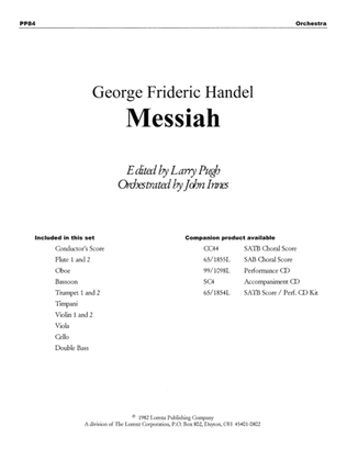 Book cover for Handel's Messiah: Christmas Choruses and Solos - Chamber Orchestra Score/Parts -