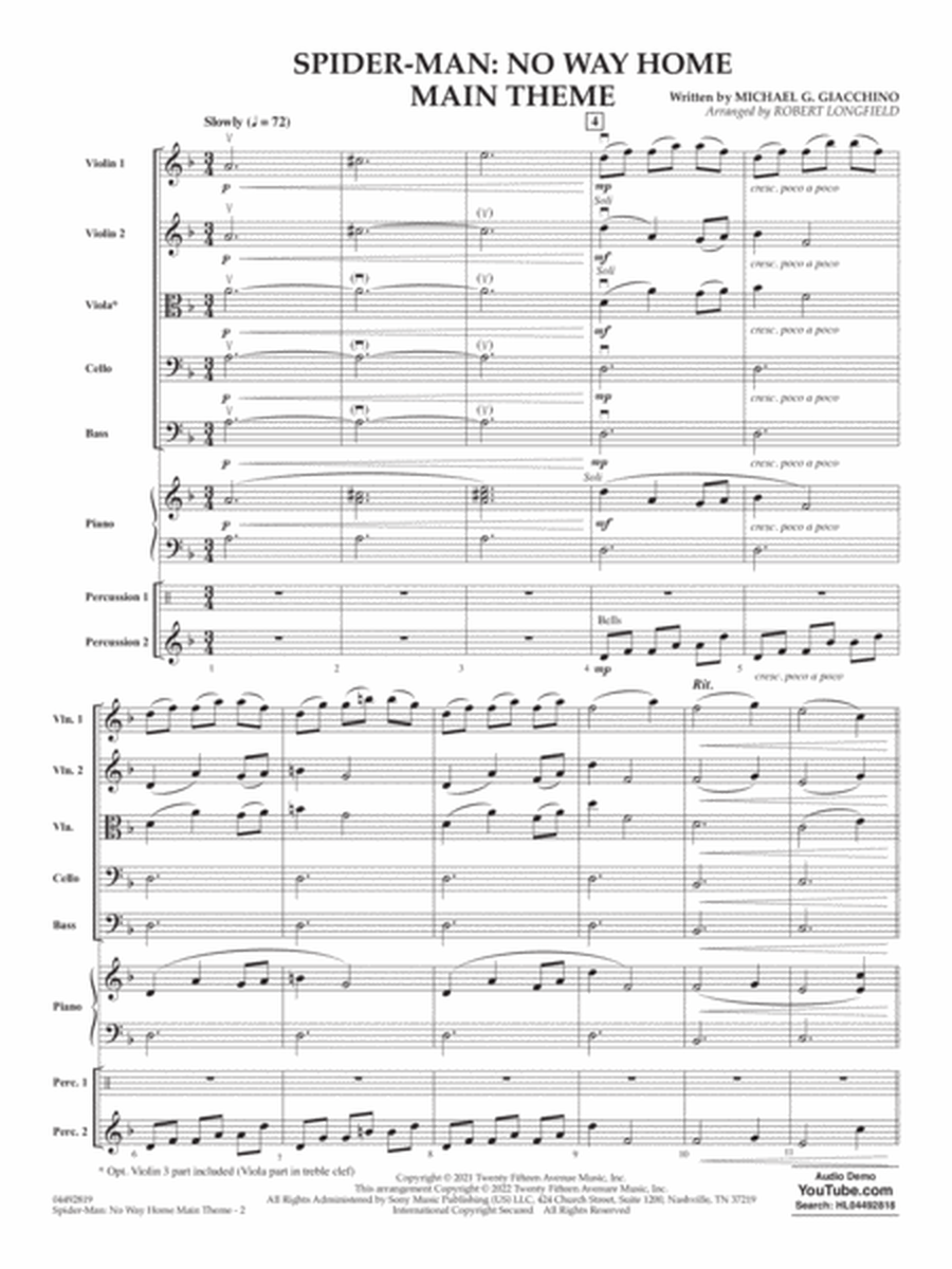 Spider-Man: No Way Home Main Theme (arr. Robert Longfield) - Conductor Score (Full Score)