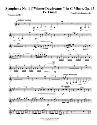 Book cover for Tchaikovsky Symphony No. 1, Movement IV - Clarinet in Bb 1 (Transposed Part), Op. 13