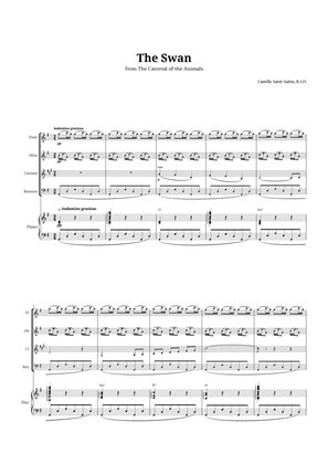 The Swan by Saint-Saëns for Woodwind Quartet and Piano with Chords