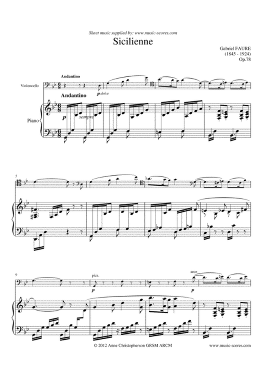 Fauré: Sicilienne - Cello and Piano image number null