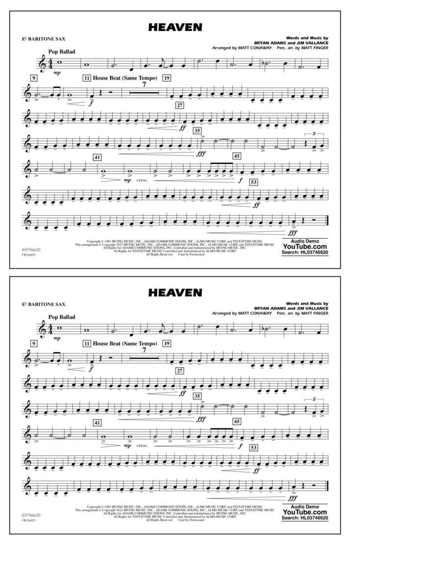 Heaven (arr. Conaway & Finger) - Eb Baritone Sax