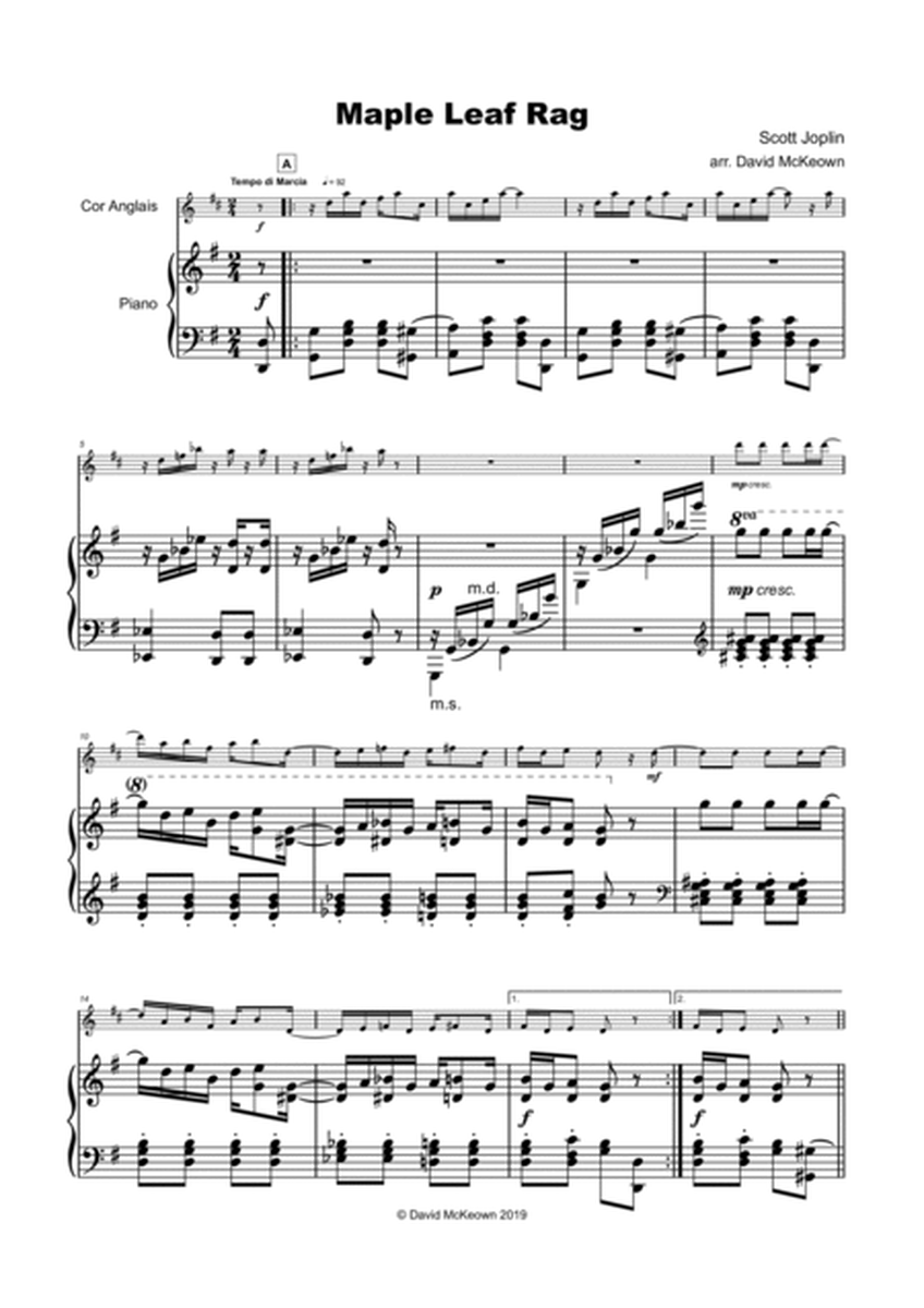 Maple Leaf Rag, by Scott Joplin, for Cor Anglais (or English Horn) and Piano