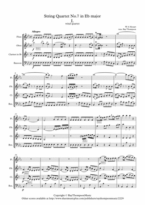 Book cover for Mozart: String Quartet No.7 in Eb major K160 Mvt.1 - wind quartet
