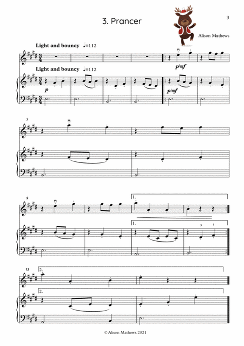 Little Reindeer in a Row! A set of easy pieces for violin & piano Violin Solo - Digital Sheet Music