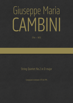 Book cover for Cambini - String Quintet No.2 in D major