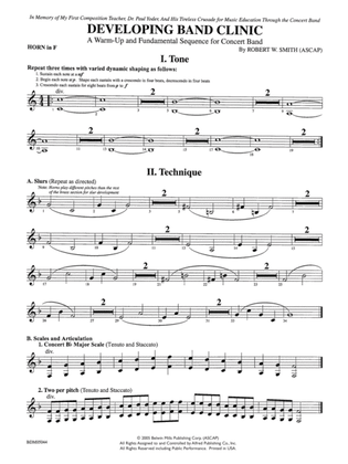 Book cover for Developing Band Clinic (A Warm-Up and Fundamental Sequence for Concert Band): 1st F Horn