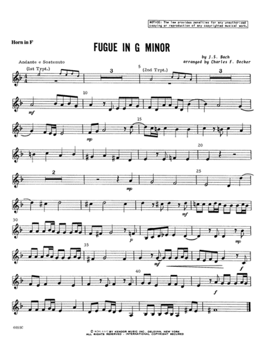 Fugue in G minor - Horn in F