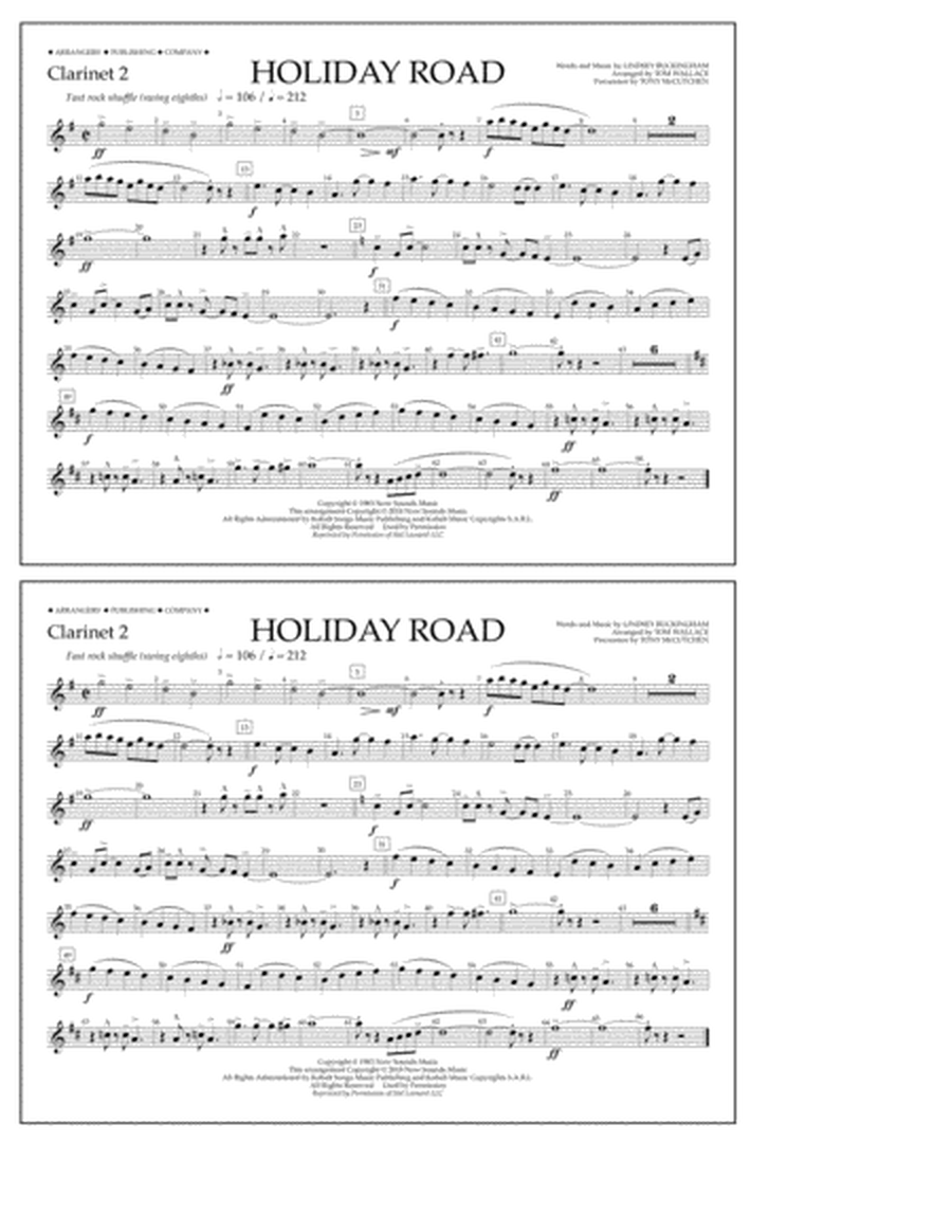 Holiday Road (from National Lampoon's Vacation) (arr. Tom Wallace) - Clarinet 2