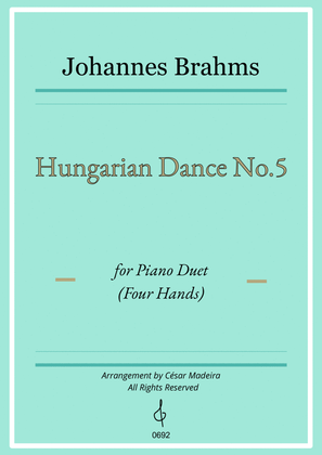Hungarian Dance No.5 by Brahms - Piano Four Hands (Individual Parts)