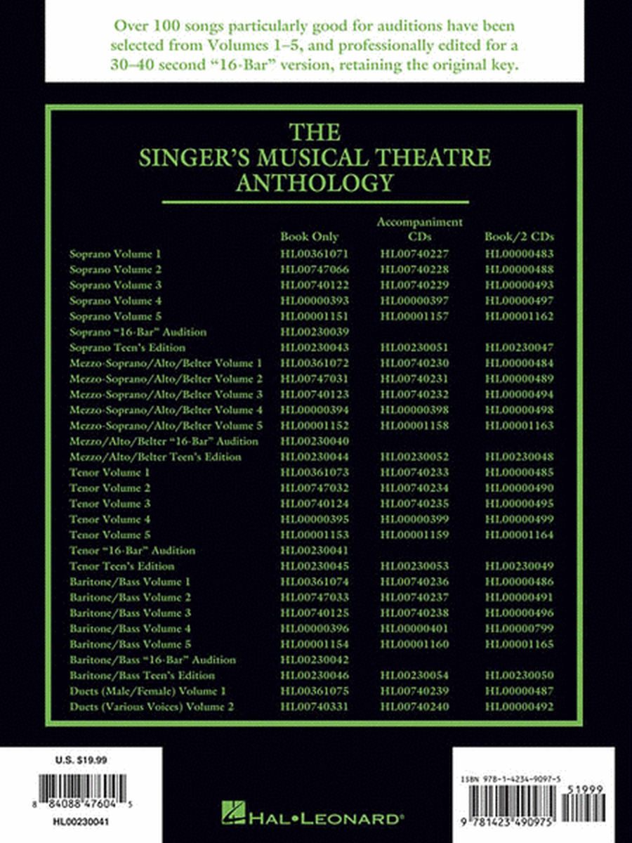 The Singer's Musical Theatre Anthology - 16-Bar Audition