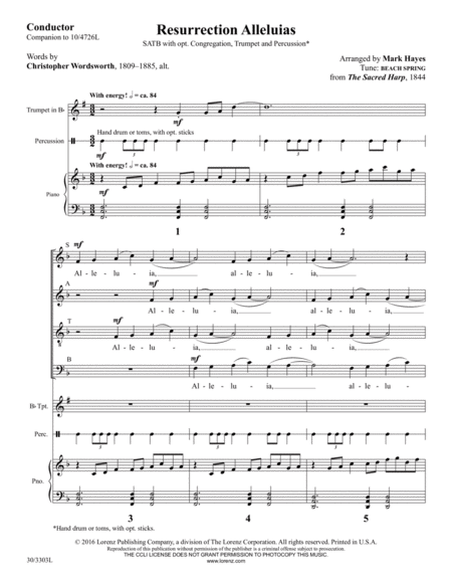 Resurrection Alleluias - Trumpet and Hand Drum Score and Parts image number null